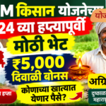 PM Kisan 24th installment update and ₹5000 Diwali financial assistance for drought-affected farmers in Maharashtra