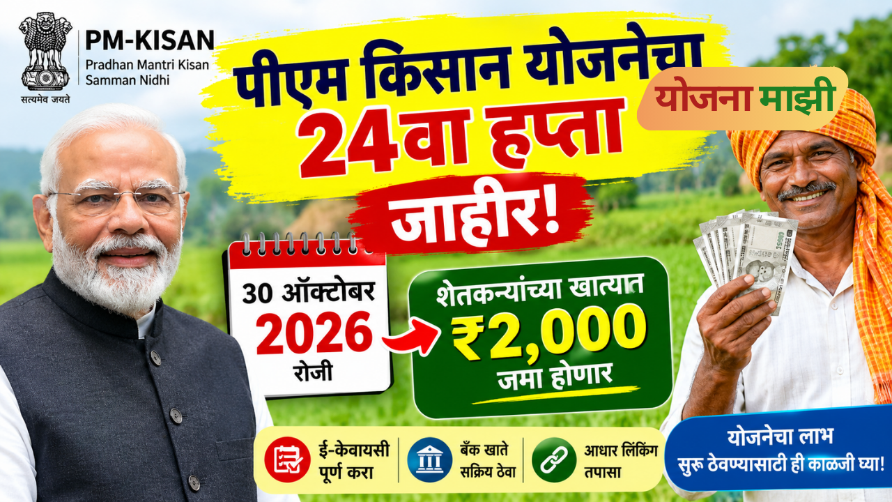 PM Kisan 24th installment 2026 update showing the reported October 30 payment date and 2,000 installment for eligible farmers.